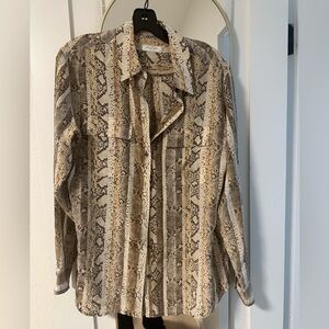 Equipment Femme women’s sheer snake print button up top blouse